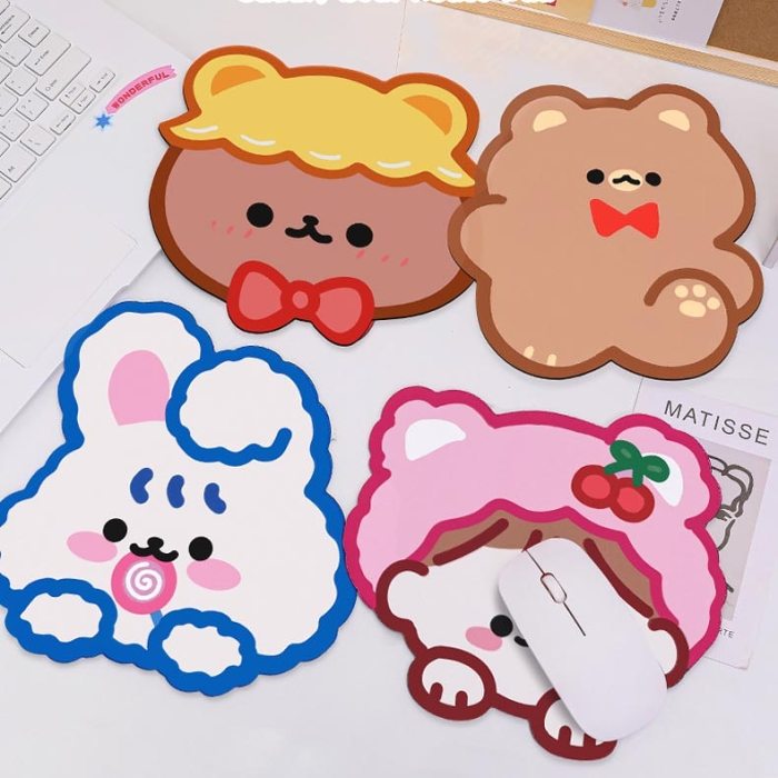 Kawaii Bear Rabbit Cartoon Illustration Antislip Mouse Mad
