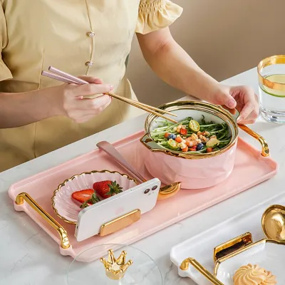 Cute Princess Mermaid Style Shell Plate & Bowl Set with Tray