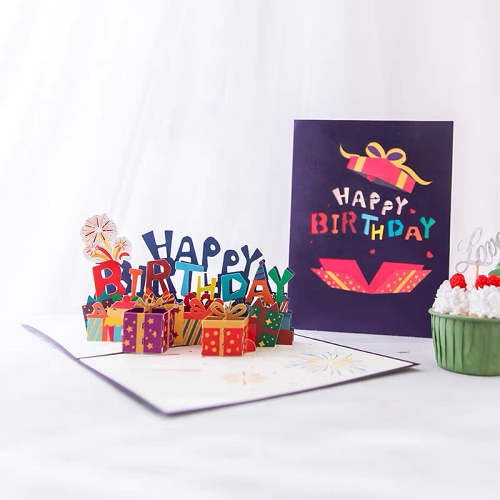 Cute 3D Pop Up Present & Happy Birthday Card
