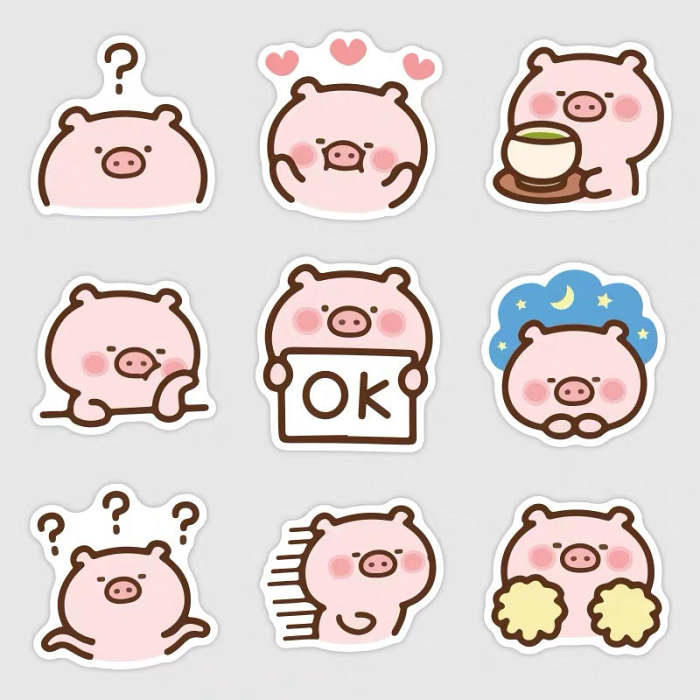Creative Cute Pig Decorative Scrapbook Sticker Pack