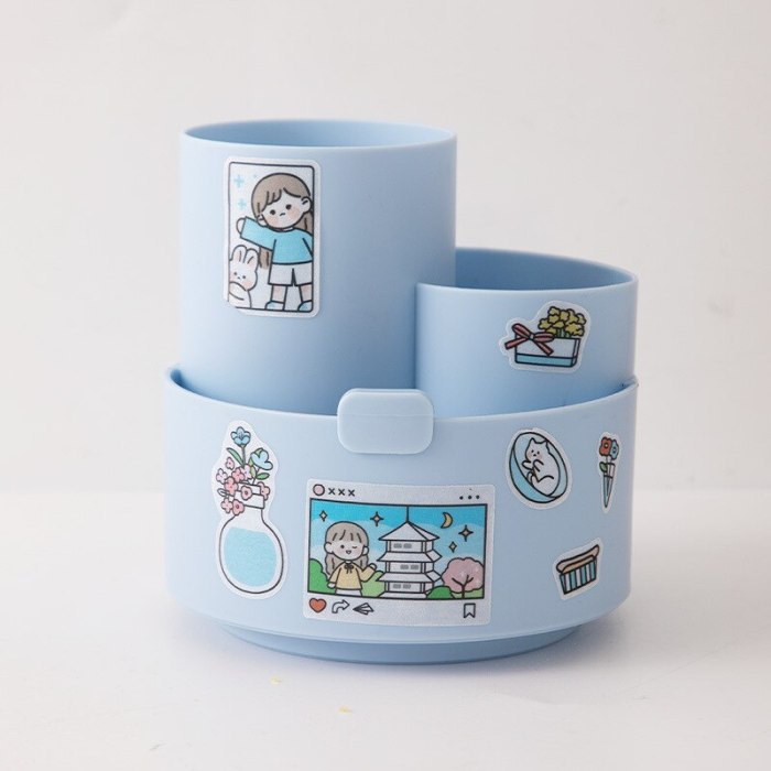 Kawaii Rotating Cute Sticker Stationery and Pen Organiser Holder
