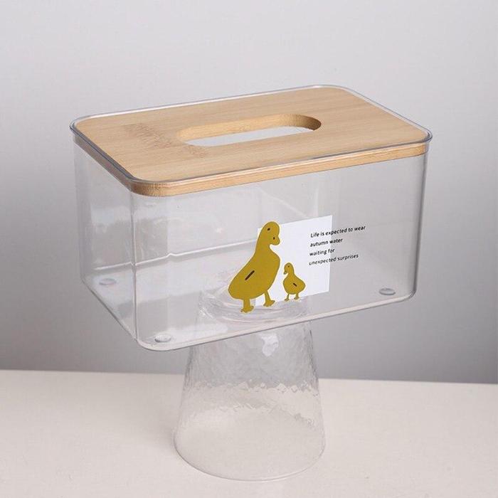 Original Animal Cartoon Transparent Wood Tissue Storage Box
