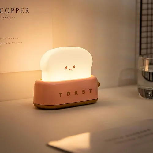 Cute Smiley Toaster Bedside Desk Light Decor Night Lamp