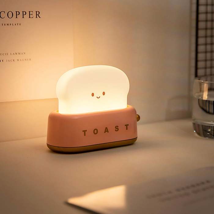 Cute Smiley Toaster Bedside Desk Light Decor Night Lamp