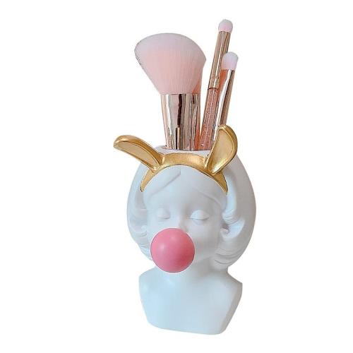 Nordic Style Cute Bubble Gum Rabbit Cat Girl Resin Vase