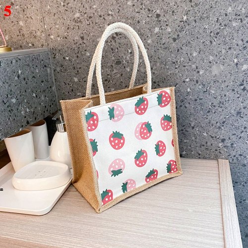 Japanese Style Canvas Linen Autumn Fruit Tote Bag