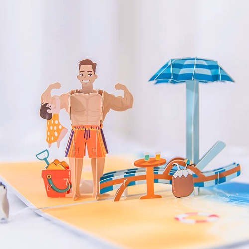 Cute Muscular Gym Dad Happy Father's Day 3D Pop Up Card