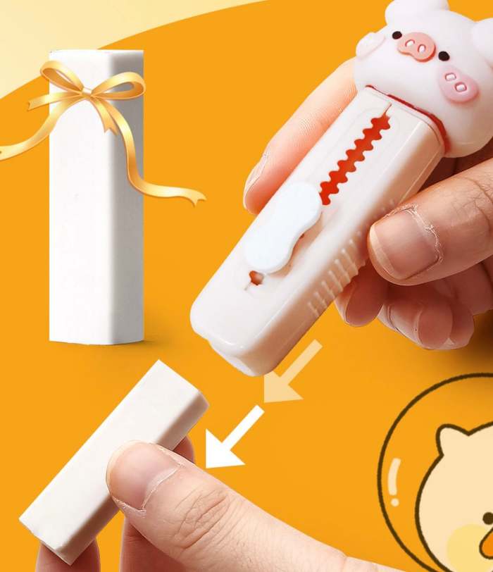 Cute Chubby Piggy Adjustable Rubber Eraser Pen