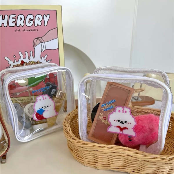 Cute Mini Bear & Bunny Portable Transparent Travel Toiletry Bag