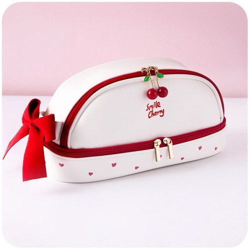 Kawaii Japanese Style Double Layer Heart & Strawberry & Bear Pencil Case