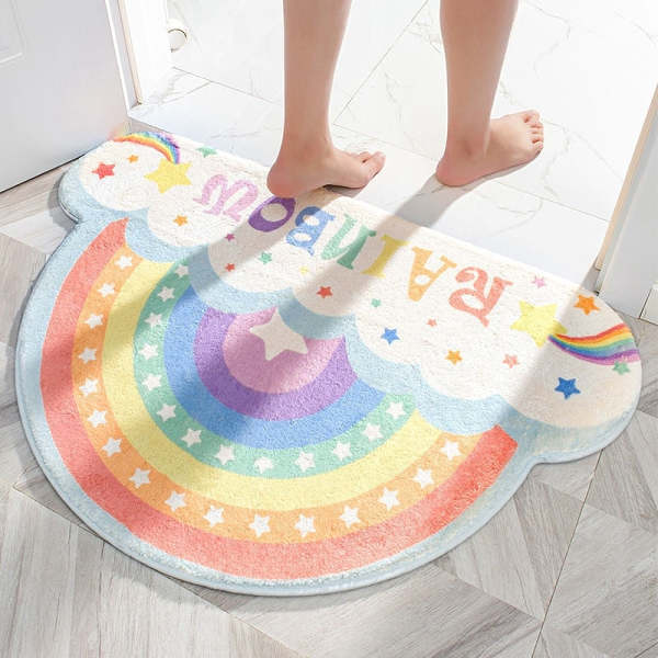 Cute Colourful Rainbow Curvy Door Entrance & Bathroom Mat
