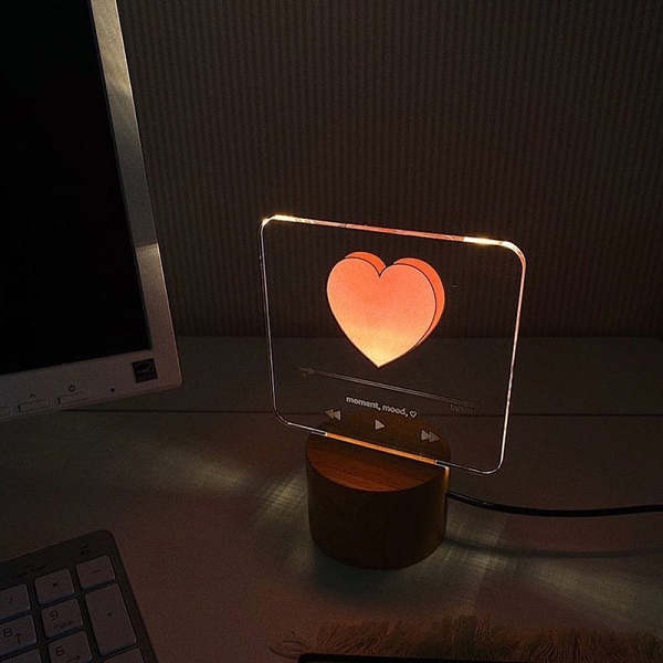 Cute Romantic Heart Love Song Player Style LED Night Light Decor