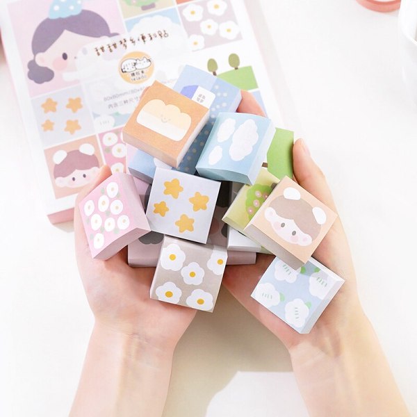 Cute Kawaii Cartoon Drawing Sticky Note Memo Pad Box
