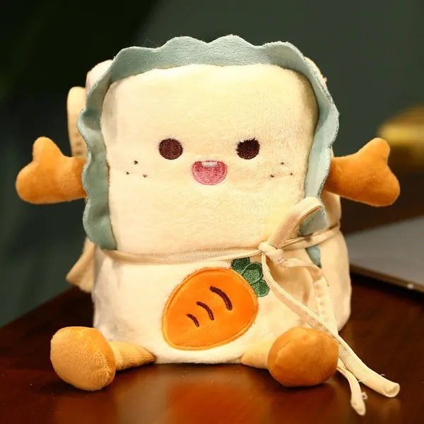 Cute Lovely Sandwich Bread Roll Foldable Flannel Blanket