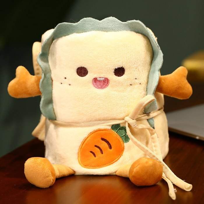 Cute Lovely Sandwich Bread Roll Foldable Flannel Blanket