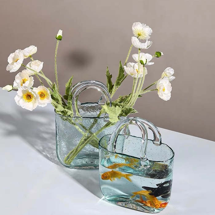 Cute Nordic Style Shopping Bag Glass Vase Decor
