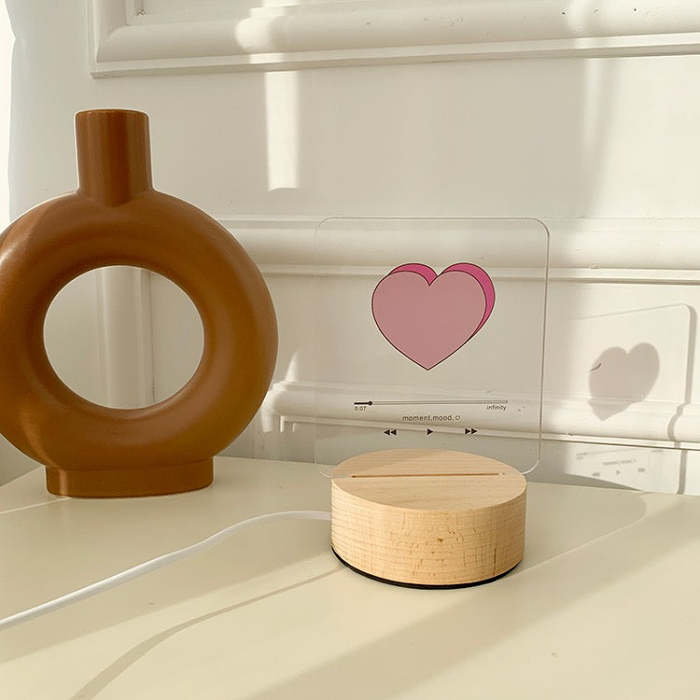 Cute Romantic Heart Love Song Player Style LED Night Light Decor