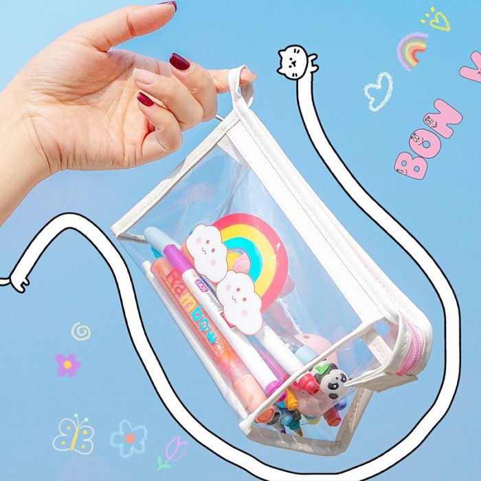 Cute Transparent Pattern Waterproof Pencil Case Bag
