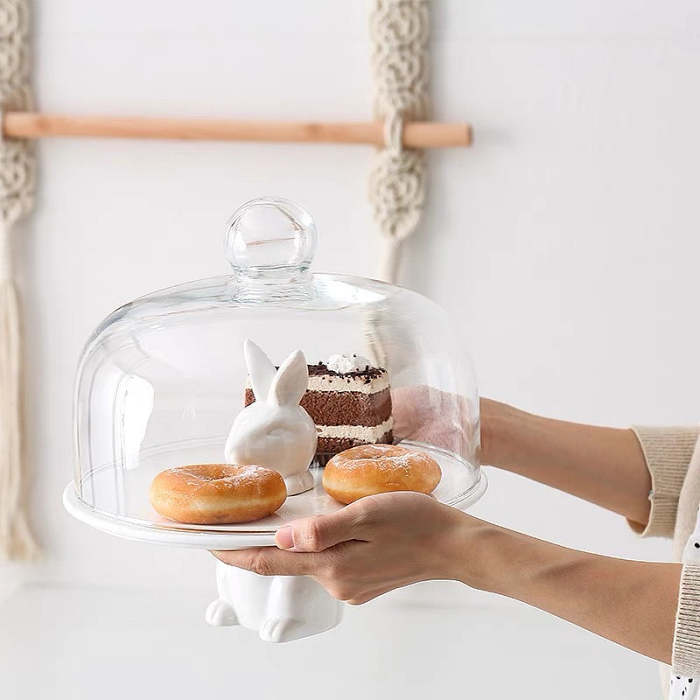 Cute Nordic Style Bunny Rabbit Aesthetic Afternoon Tea Display Plate