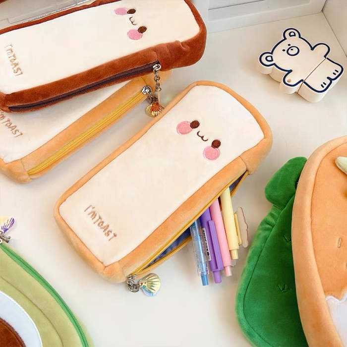 Cute Mr Toast & Mr Cactus Plush Pencil Case Holder