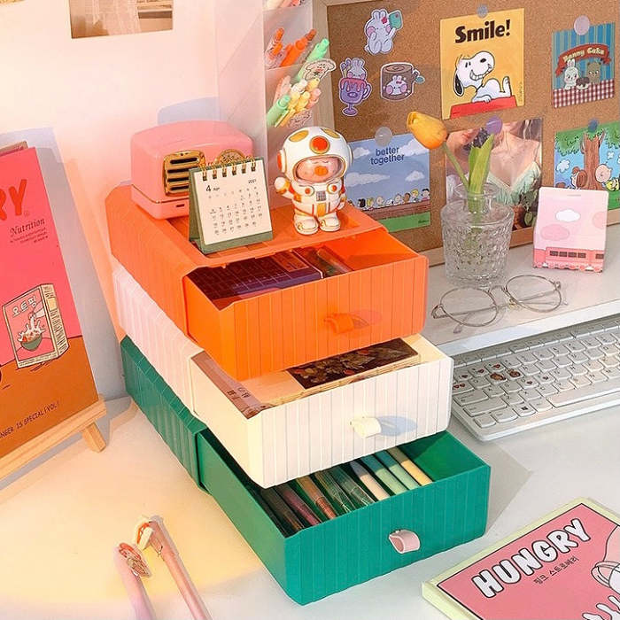 Cute Colourful Multi-Later Mini Desktop Drawer Storage Box Shelf