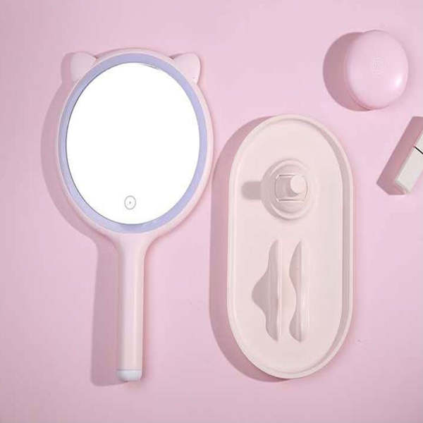 Cute LED Touch Makeup Beauty Mirror Stand with Orangiser Tray