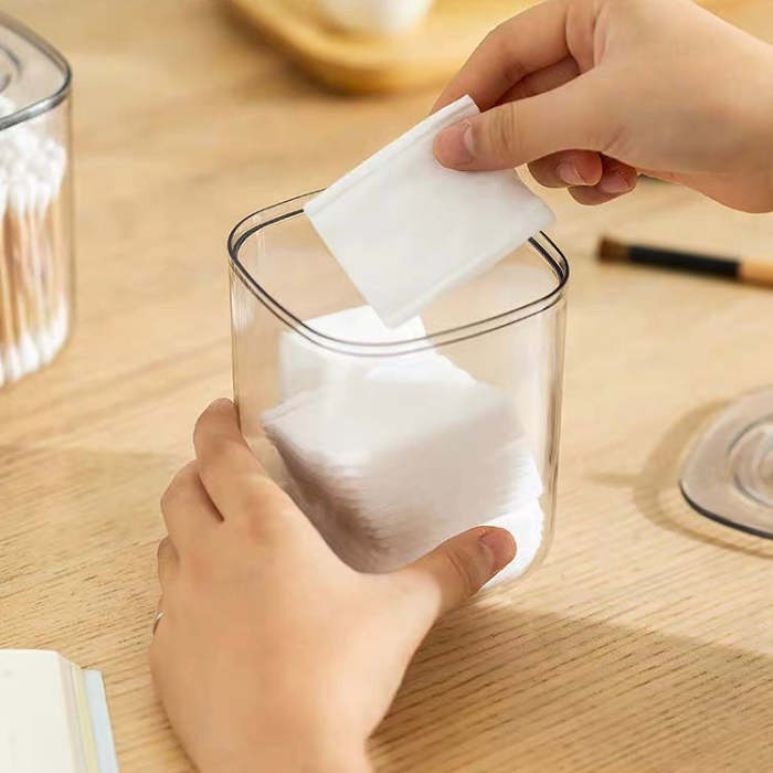 Cute Animals Transparent Cotton Swabs Facial Wipe Storage Box