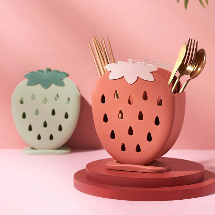 Cute Strawberry Kitchen Storage Cutlery Holder