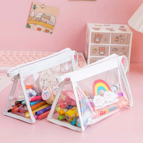 Cute Transparent Pattern Waterproof Pencil Case Bag