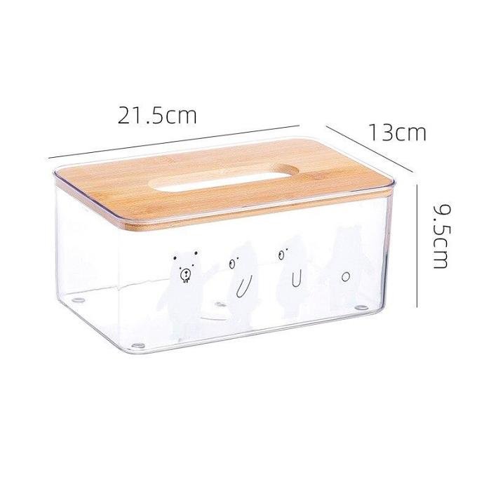 Original Animal Cartoon Transparent Wood Tissue Storage Box