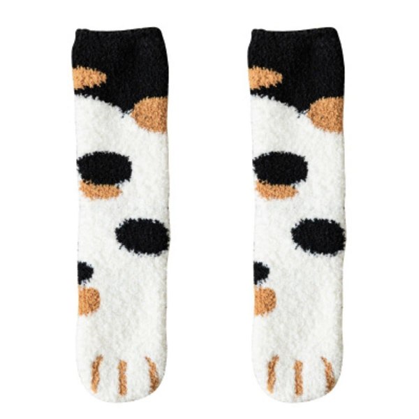 Cute Coral Fleece Cat Paw Winter Warm House Sleeping Socks