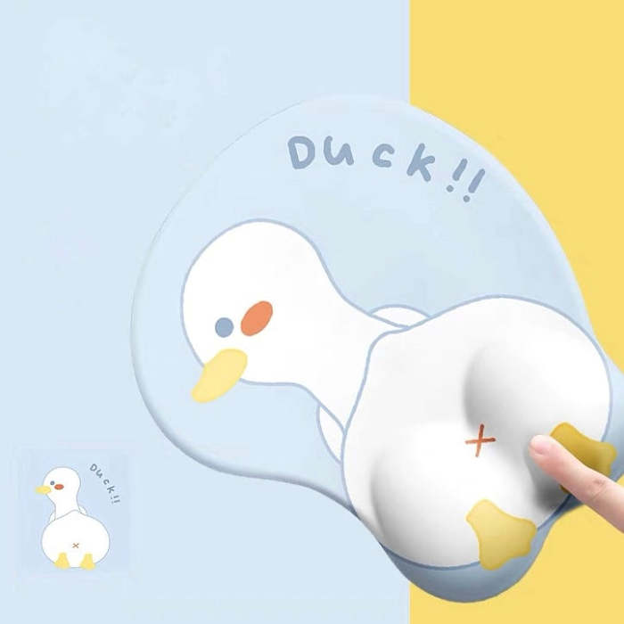 Cute 3D Pastel Blue Baby Duck Mouse Pad