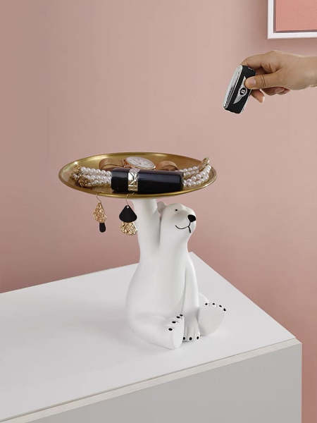 Cute Hands Up Polar Bear Home Storage Tray