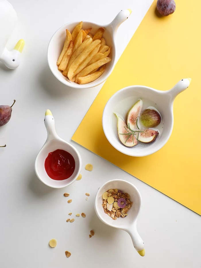 Cute Duckling Shape Ceramic Bowl Set
