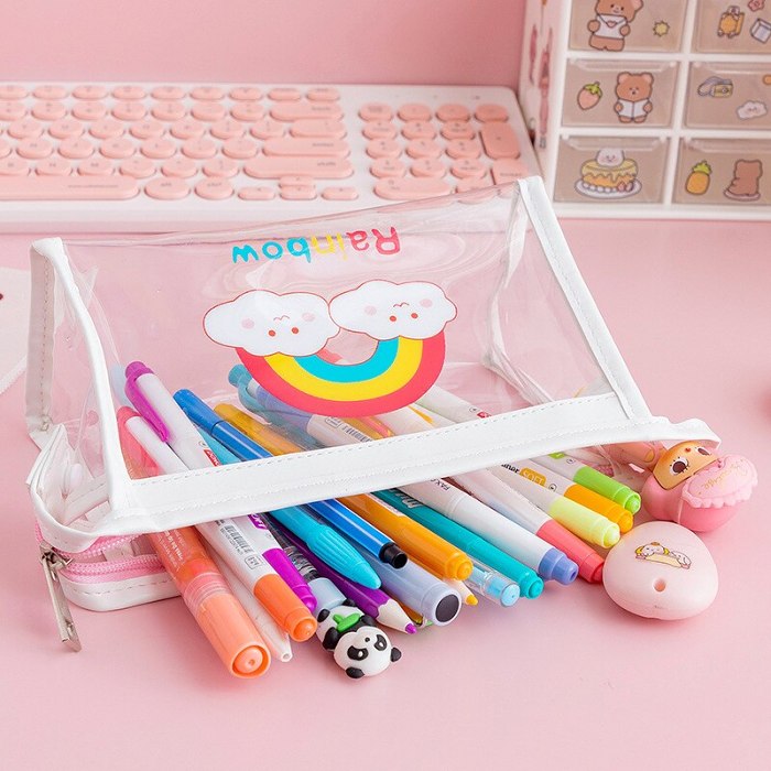 Cute Transparent Pattern Waterproof Pencil Case Bag