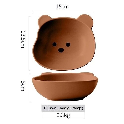 Cute Korean Style Bear Shape Breakfast Plates and Bowls