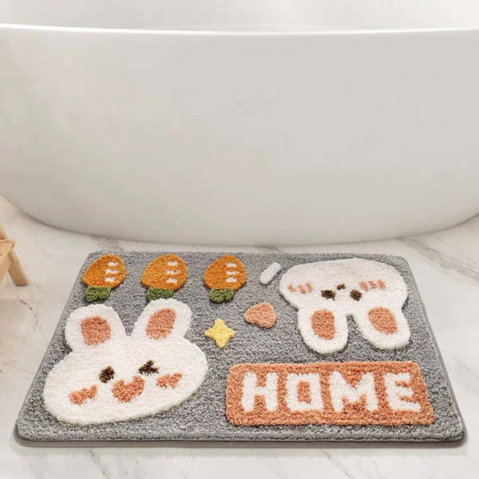 Cute Happy Bunny Rabbit Home & Bathroom Anti-Slip Mat Carpet