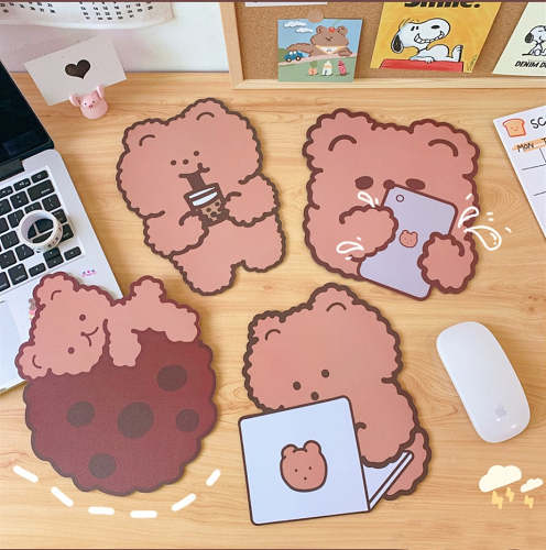 Kawaii Brown Bear Cartoon Antislip Desk Mouse Pad