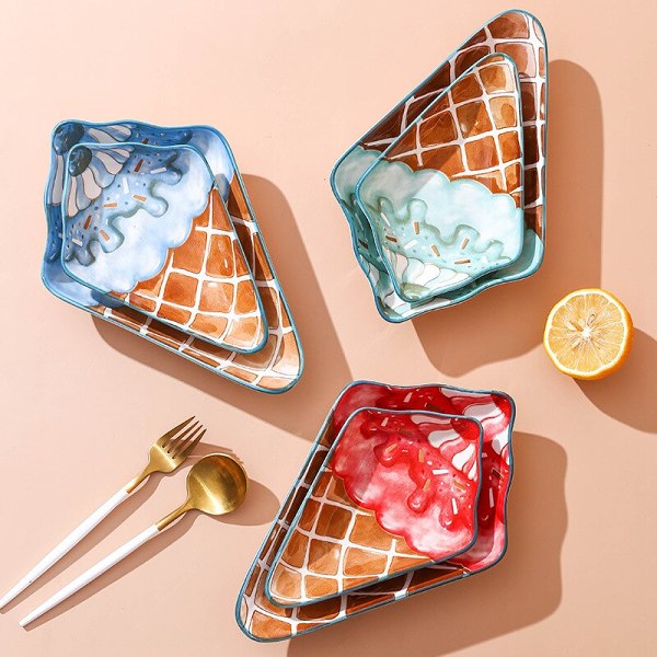 Cute Colourful Ice Cream Shape Dessert Plate