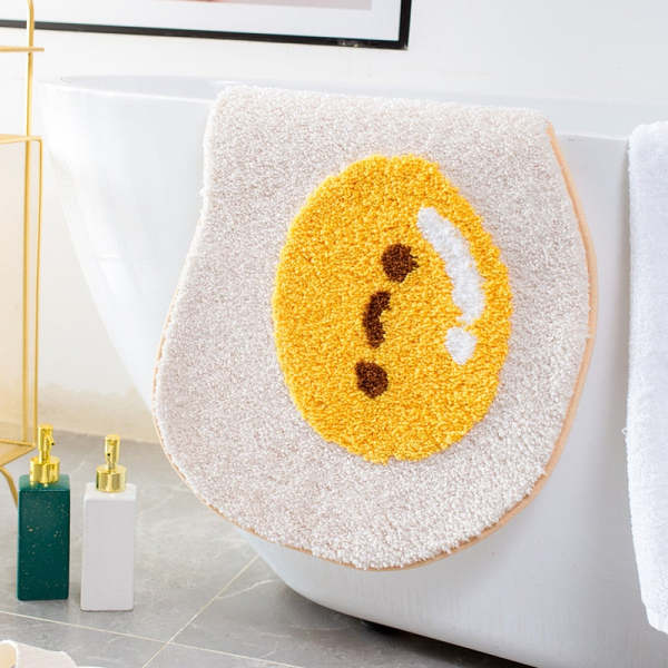 Cute Interesting Egg Yolk Emoji Bathroom & Door Entrance Mat