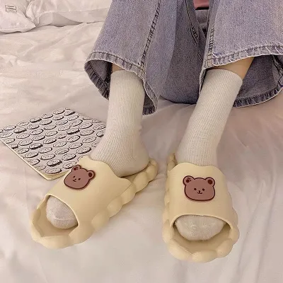 Cute Kawaii Teddy Bear Biscuit Home Spongy Slippers