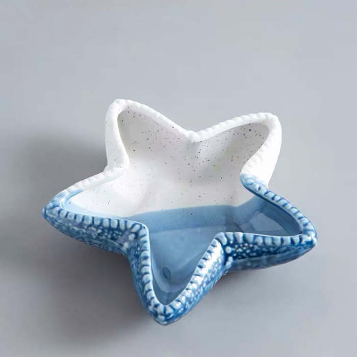 Nordic Style Ceramic Mermaid Shell Storage Decor Plate Set