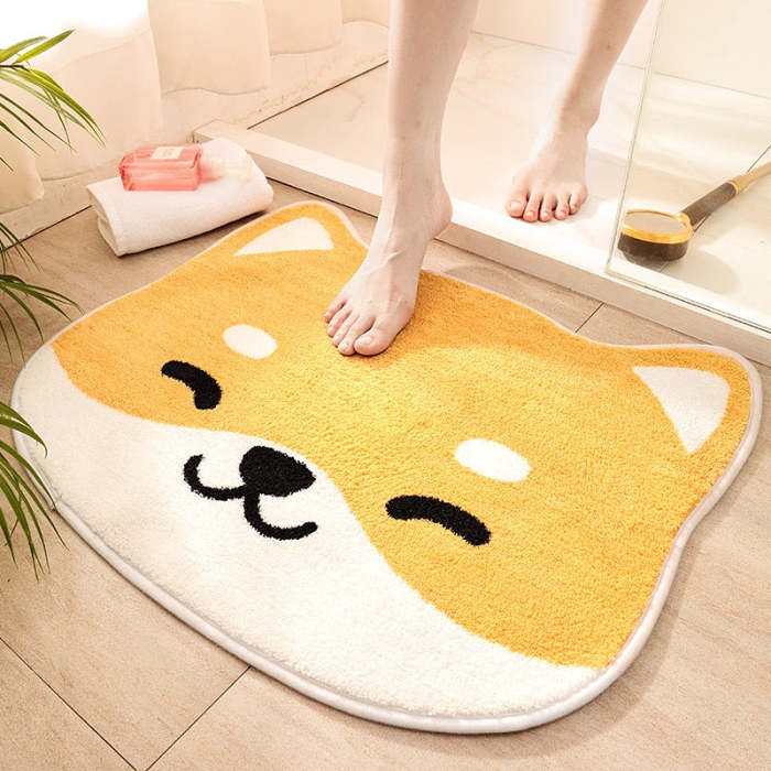 Cute Japanese Style Shiba Puppy & Kitten Non-Slip Door Entrance & Bathroom Mat