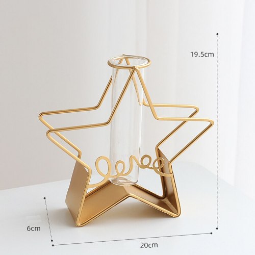 Nordic Style Cute Heart Shape Love Metal & Glass Vase Decor