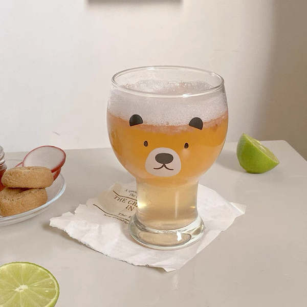 Cute Kawaii Teddy Bear Transparent Beer Glass
