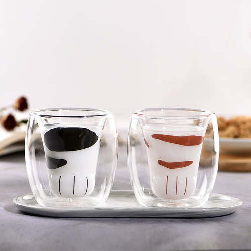 Cute Cat Paw Heat Resistant Double Layered Glass Cup