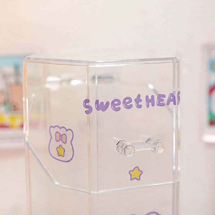 Cute Bunny Print Acrylic Transparent Pen & Makeup Brush Holder