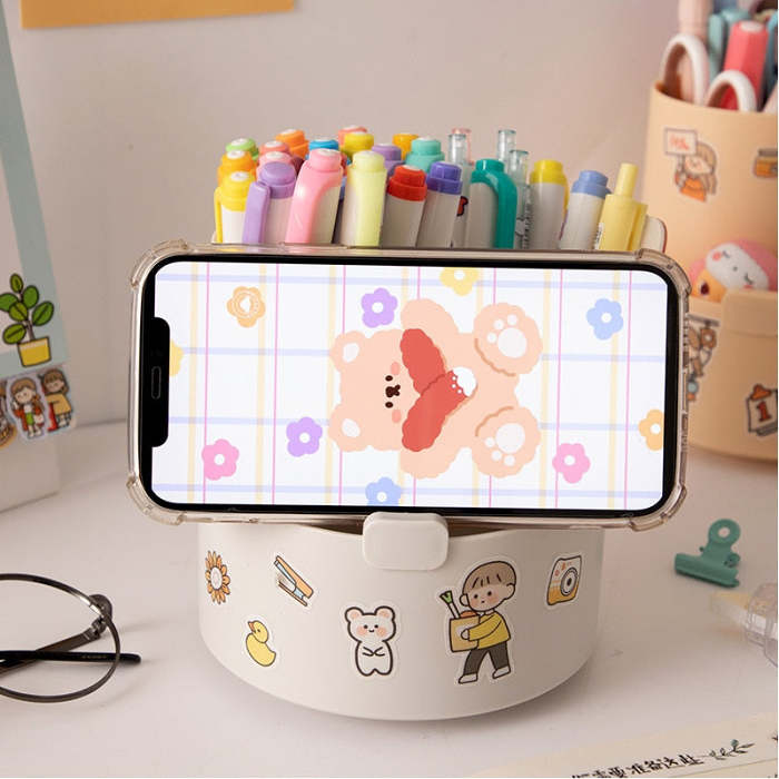 Kawaii Rotating Cute Sticker Stationery and Pen Organiser Holder