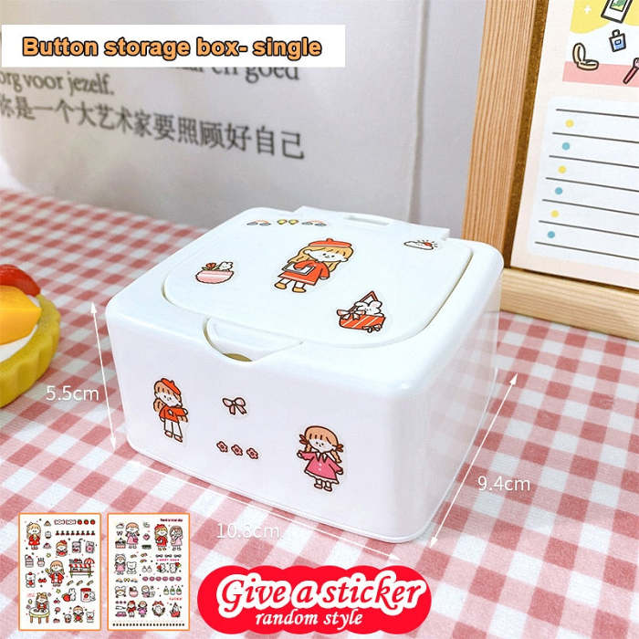 Cute Kawaii Push Button Desktop Mini Storage Organizer Box with Lid