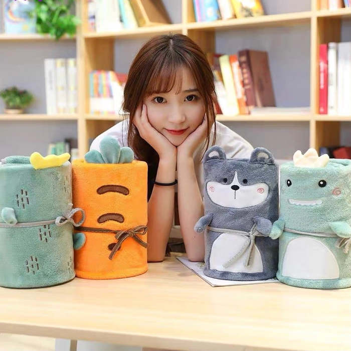 Kawaii Cute Cartoon Animal Roll Flannel Blanket